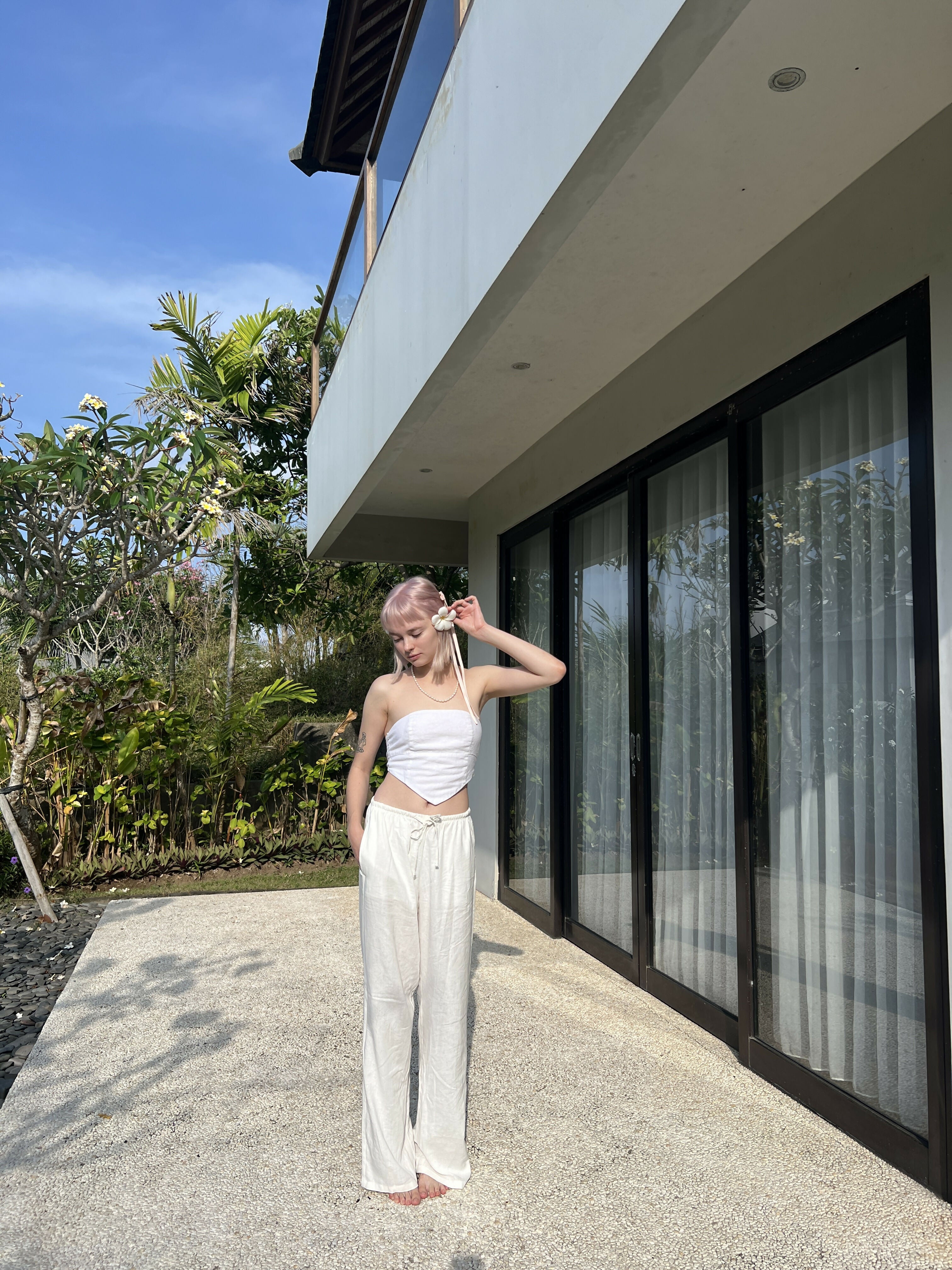 blonde girl, nature background